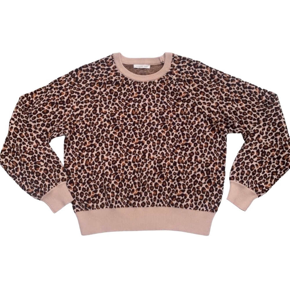 Copper Key Womenโs Leopard Crew Neck Cropped Sweater Size Large